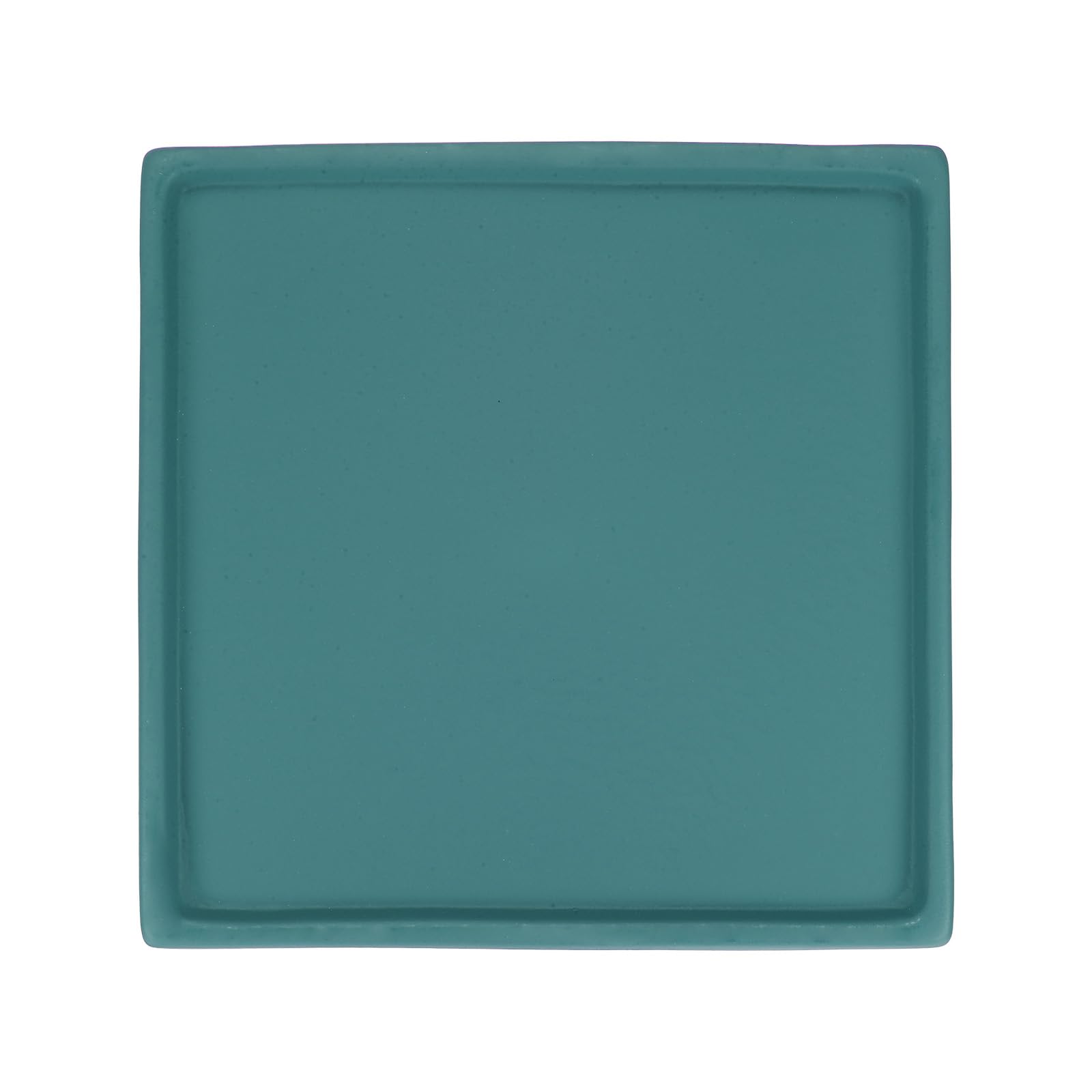 M METERXITY Ceramic Plant Saucer, 6.3 Inch Plant Water Catcher Tray, Plant Pot Saucers for Indoor/Outdoor Plants/Flower Drainage Drip Water Tray [Square Green Blue]