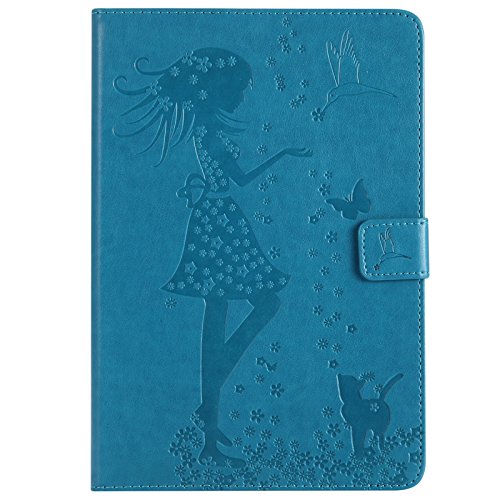 iPad Mini 2 Mini 3 Case, LittleMax(TM) Lightweight PU Leather Flip Stand Embossed Bird & Butterfly & Girl Case Smart Cover with Auto Wake / Sleep for Apple iPad Mini 3/2/1 -#3 Blue - Thumbnail 2