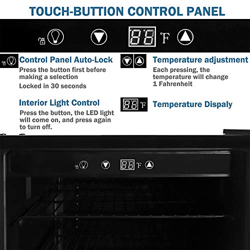 Northair Stainless Steel 37 Bottle Wine Cooler, Chiller Counter Top Red & White Wine Cellar w/Touch Temperature Control, Freestanding Beverage Refrigerator Quiet Operation Fridge, Reversible Door - Thumbnail 4