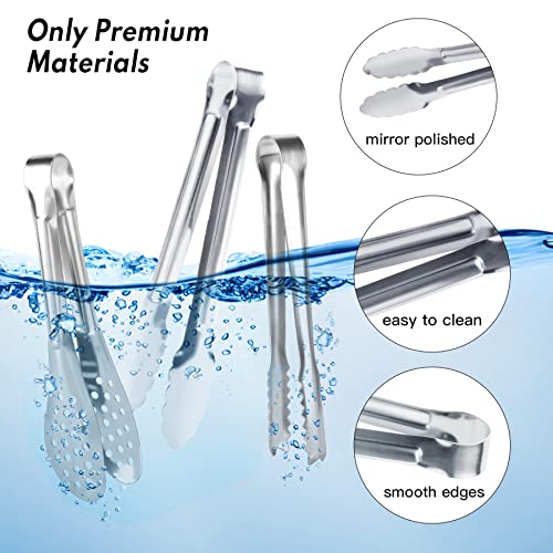 12 Pack Premium Small Serving Tongs, Dmoera Mini Stainless Steel