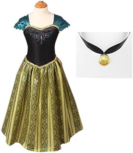 Children's clothing children dress hole and the Snow Queen Frozen Ana Ana adventure dress princess dress cosplay costume recital Princess Necklace Set (140)