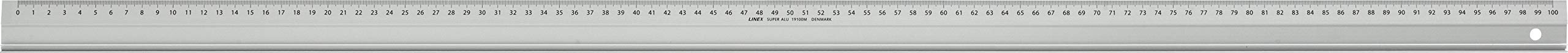 Linex 19100M Aluminium Ruler 1000 mm Cutting Edge Facet Non-Slip Strip on the Back