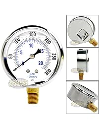 Relleno de líquido 0   300 PSI   Medidor de presión de aire de montaje lateral inferior con cara de 2,5 "