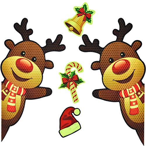 Bright Reflective Merry Christmas car Magnet Decorations Set,Jumbo Waving Reindeer Car Magnet Reflective Decal for Car Fridge Garage Mailbox Vehicle Truck Xmas Holiday Décor(Waving Reindeer), 5pack - Thumbnail 7