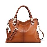Kattee Women's Urban Style Genuine Leather Tote Satchel Shoulder Handbag Brown