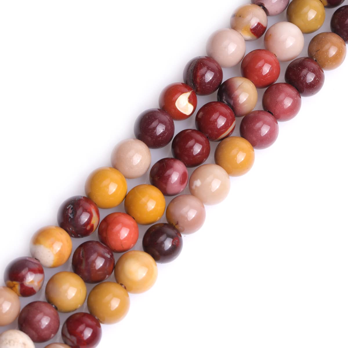 Natural Multicolor Mookaite Jasper Gemstone Semi Precious Round 10mm Loose Beads for Jewellery Making DIY Bracelet Necklace Crafts 15''