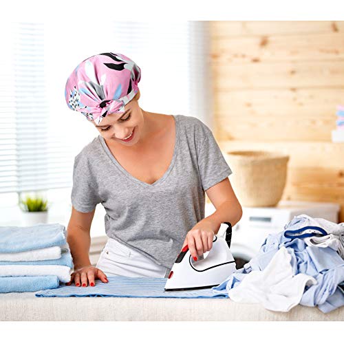 YISUN Shower Caps for Women - 2 PACK Double Layer Waterproof Bath Cap with Oxford Elastic Band, Reusable Shower Caps