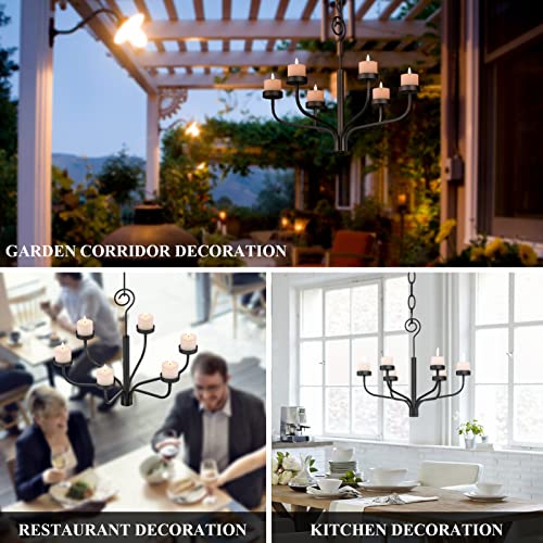 smtyle Black Outdoor Chandelier for Gazebo Set of 6 Tealight Candle
