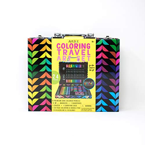 Art 101 Coloring Travel Art Set with 24 Pieces in a Colorful Carrying