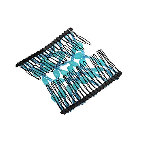 image for Sunmoot Hair Stick Hairpins Clip Women Bead Stretchy Hair Combs Double