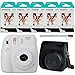 Fujifilm Instax Mini 9 Instant Camera (Smokey White), Groovy Case and 5X Twin Pack Instant Film (100 Sheets) Bundle