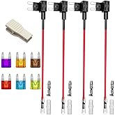 Gebildet 12V 24V Add-a-Circuit Fuse Tap, ATM Small Piggy Back Blade Holder With Wire Harness, 6 Fuses (3A 5A 7.5A 10A 15A 20A