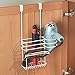 mDesign Metal Bathroom 2 Section Storage Tool Organizer Basket Tray - Hang Over Cabinet Door - Storage for Hair Dryer, Straightener, Curling Iron, Styling Products - Concerto Collection - White
