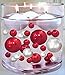 150 Floating Red Pearls-Large Sizes-Fills 8 Medium Size Vases-with The Most Transparent Water Gels for The Best Floating Effect-with 6 Warm White Submersible Fairy Lights