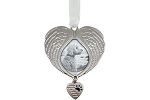 K9King Pet Memorial Gifts - Antique Dog Memorial Christmas Ornament with Angel Wings - Pet Loss Gifts for Dogs - Pet Remembrance Decorative Ornaments for Christmas Tree (with Photo Holder)