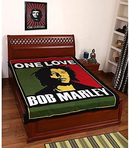 Jaipuri Handloom Crafts New Bob Marley Cotton Bed Cover, Tapestry,Bed Sheet, Throw, Wall Hanging, Hippie Wall Hanging, Wall Decorative Art