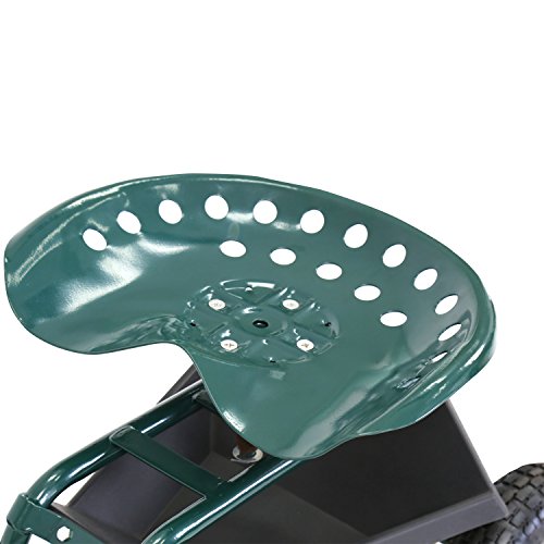 Kinsunny Rolling Scooter Garden Stool Cart with Tool Storage Basket