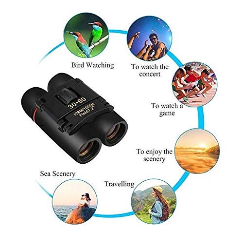 ZOGIN Sakura 30X60 Zoom Mini Binoculares Prismáticos Portátil para la Visión Nocturna - Ideal para Conciertos Partido de Fútbol Camping Caza Ect