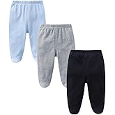ZiweiStar Unisex-Baby Girls Boys Cotton Soild Color Footed Pants Pringting Casual Leggings 0-12 Months