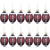 DECHOUS 12Pcs Christmas Sport Ball Ornaments: Plastic Rugby Theme Xmas Tree Hanging Decorations Football Ornament for Holiday Party Sports Theme