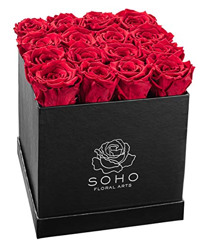 Soho Floral Arts | Real Roses That Last a Year and More| Fresh Flowers |Eternal Roses in a Box (Red 16 X-Large Roses) - Thumbnail 7