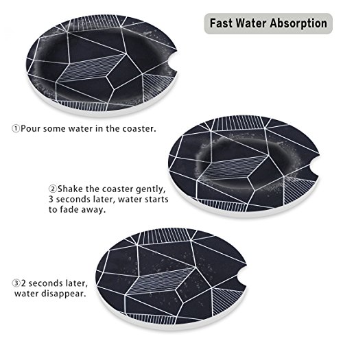Car Coasters Pack of 2, Small 2.56" Stone Car Cupholder Absorbent Coaster Set for Women Men Drink Cup Holder Coasters (Spider Web)