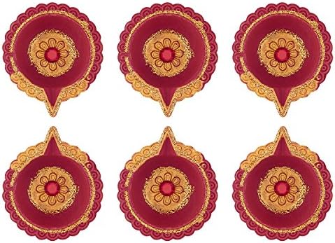 Set of 6 Handmade Earthen clay Diya for Diwali Decoration