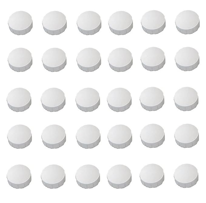 30x Magnete Ø 24mm, Haftmagnete für Whiteboard, Kühlschrankmagnet, Magnettafel, Magnetwand, Magnet Rund, Weiß