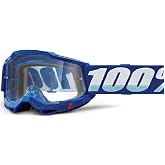 100% Accuri 2 Enduro Mountain Bike &amp; Motocross Goggles - MX and MTB Racing Protective Eyewear (Blue - Clear Vented Dual Lens)