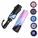 Viefin Reverse Folding Compact Travel Umbrellas for Women, Inverted Inside Out Sun Rain Woman Umbrella, Automatic Open Close, 10 Ribs-Blue Flower