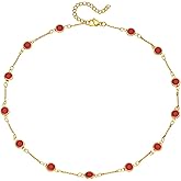 NORLSO Turquoise Dainty Choker Necklace for Women Green Crystal Stone Chain Link Necklace Emerald Cubic Zircon Rhinestone Quartz Charm Necklaces Jewelry for Women