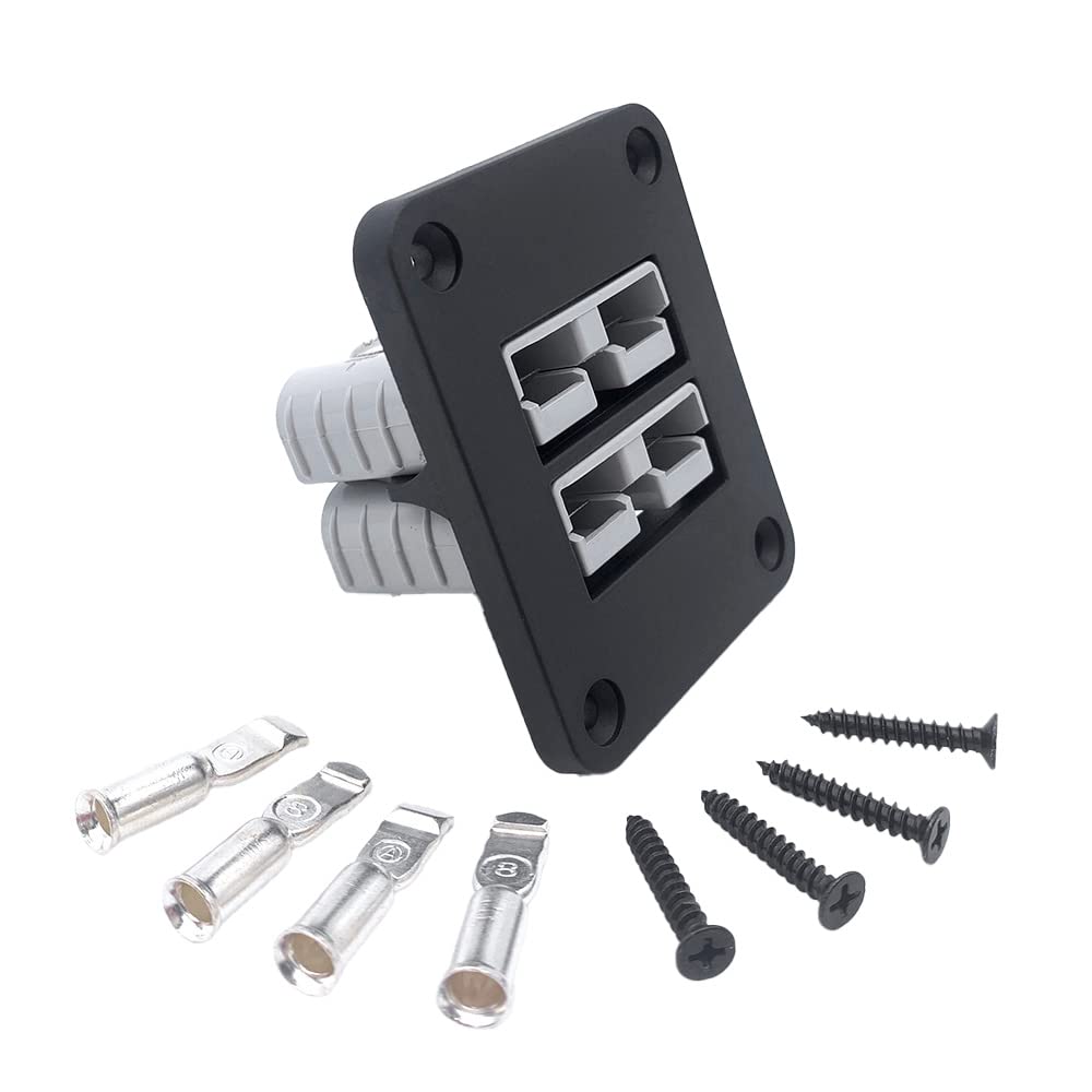 Offgridtec 90A Dual SB50 Anderson Flush Mount Frame, IP65 Water Resistant, High Quality Plastic, 12V-24V DC Anderson Plug Assembly for RVs, Boats, Solar & Industrial Power Systems, Black