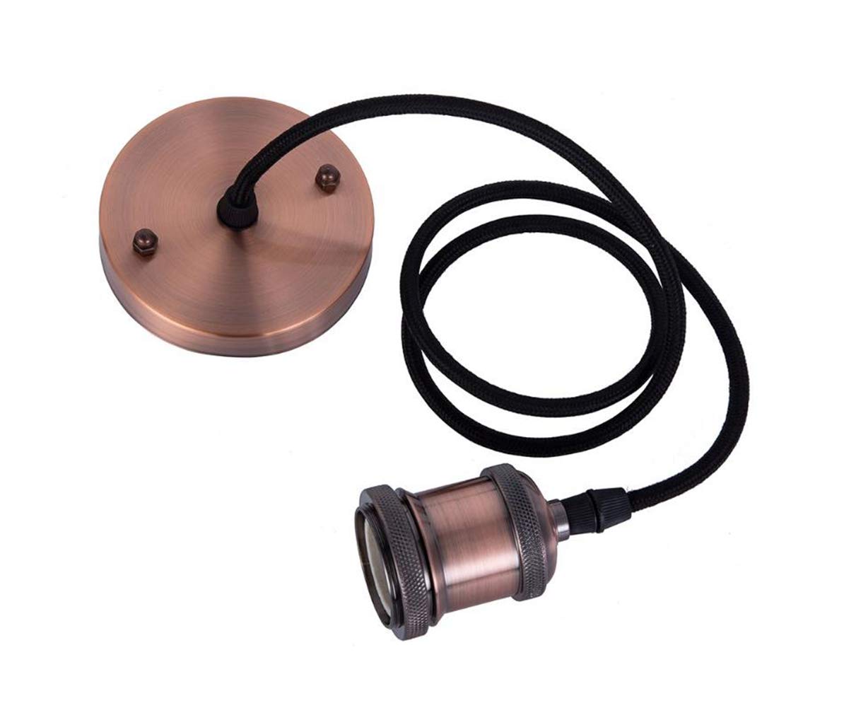EmyTock Vintage Pendant Light Fitting Modern Retro Industrial Style E27 Lamp Holder Copper Ceiling Rose