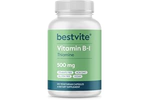 BESTVITE Vitamin B-1 (Thiamin) 500mg (120 Vegetarian Capsules) - No Stearates - Vegan - No Calcium Carbonate - Non GMO - Gluten Free - No Silicon Dioxide