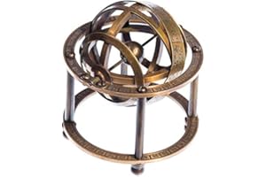 Huma Nautical Brass Armillary Sphere with Stand, 9 cm High - Steampunk, Pirate or Vintage Decoration