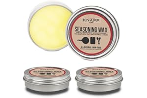 CM SCRUBBER Knapp Made Cast Iron Seasoning Wax and Carbon Steel Seasoning Wax - 2 Oz Unique Blend of Natural Oils and Beeswax - Restore Cast Iron, Steel, Cutting Board, Kitchenware Seasoning wax (2 Pack)