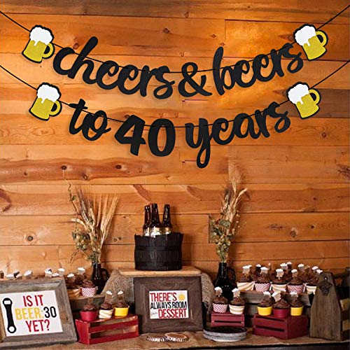 Joymee-Cheers-Beers-to-40-Years-Black-Glitter-Banner-for-40th-Birthday-Wedding-Anniversary-Party-Supplies-Decorations-PRESTRUNG