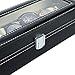 Watch Box 6 Black Mens Womens Leather Display Glass Top Jewelry Case Organizer by Satellas