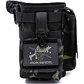 Iron InfideI Battle Bottle Sleeve - 64 oz and 32 oz Water Bottle Sleeve Only for Half Gallon 1L Steel Water Bottle | Rugged Cover with Molle for Versatile Design with Storage for Phone, Wallet & Keys