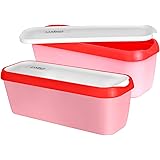 Laxinis World Ice Cream Containers – Pack of 2 Ice Cream Plastic Containers with lids, 1.5 Quarts, Reusable, with Non-slip Ba