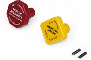 P SEPEY SEPEY 248433 290655 Yellow Semi Truck Parking Brake Knobs and 290655 Red Tractor Trailer Air Brake Knob Set 5/8" 0.62 inch