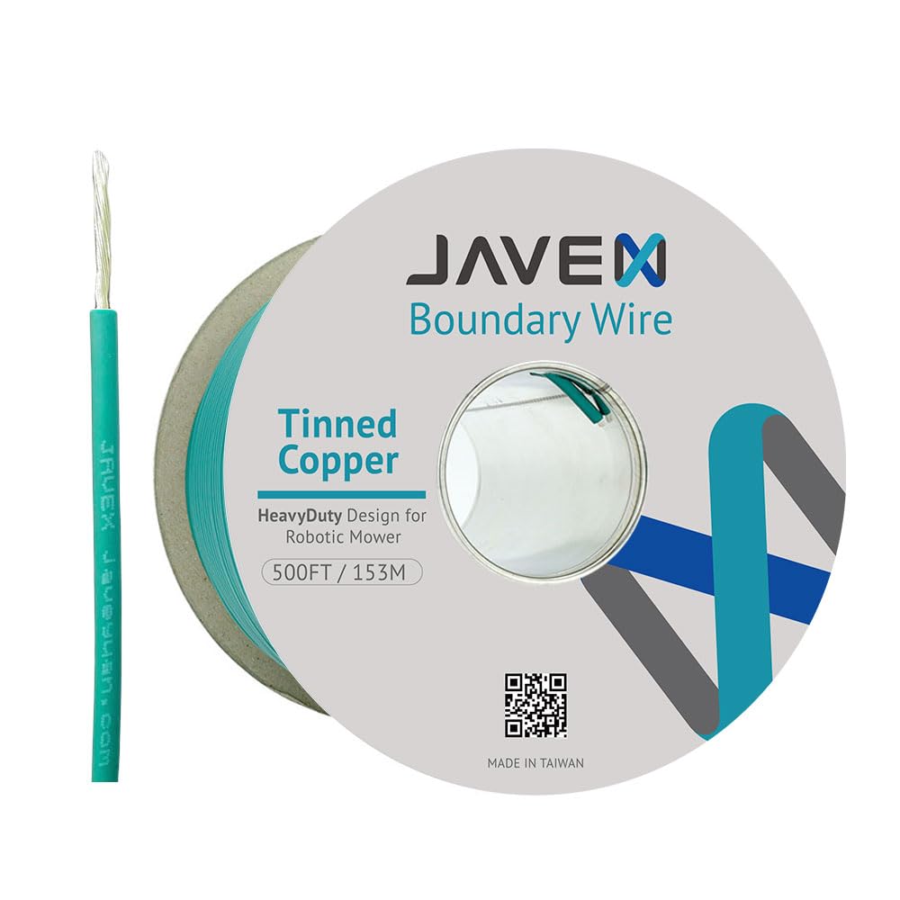 JAVEX Robotic Mower Boundary Wire Cable- Tinned Copper Heavy Duty Universal for Gardena, Husqvarvna, Worx and Other Lawn Auto-Mower Brands Installation Kit [3.4mm, 24x0.25mm] Green, 153M/500FT