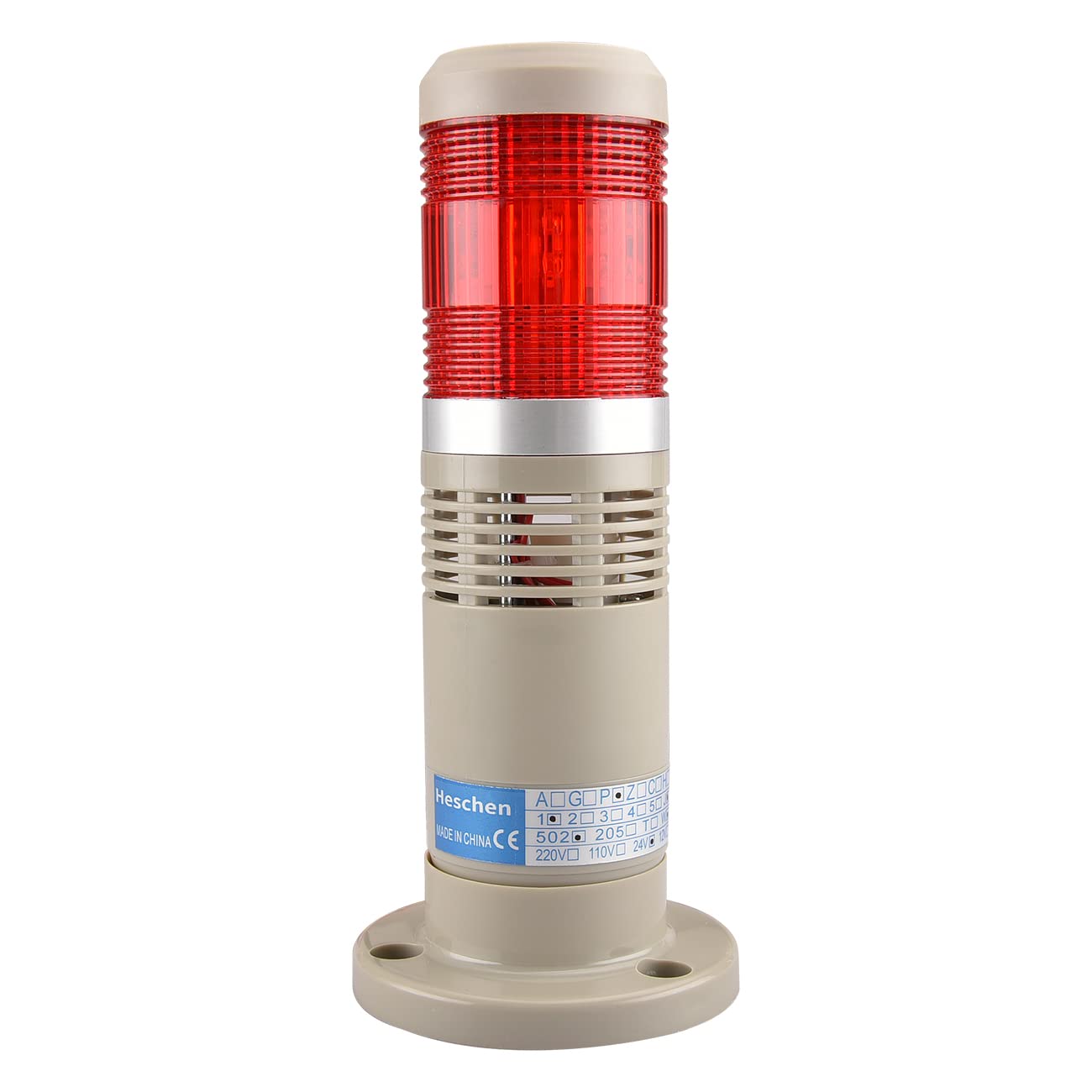 Heschen Tower Stack Light 24V DC Industrial Red LED Alarm Warning Flash Light