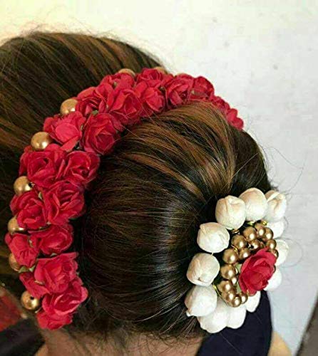 Buy Laura Gajra Hair Bun Making For South Indian Wedding Red