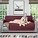 Sofa Shield Couch Slip Cover with Patented Strap, Cushion Protector, US Designed Reversible Stain and Dog Tear Resistant Slipcover, 70 inch Seat, Washable Covers for Dogs Pets, Burgundy Tan