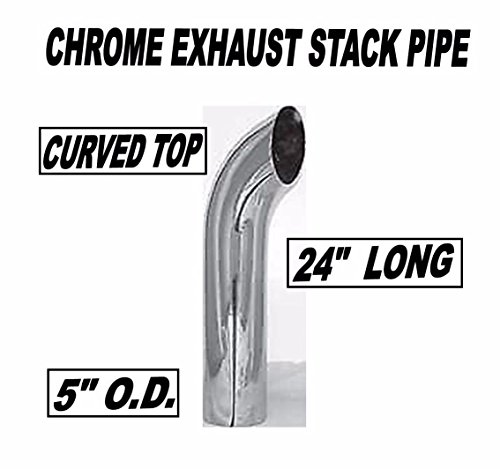 CPW (tm) Chrome Exhaust Stack Pipe Tailpipe 5" OD x 24" Curved Top - Peterbilt Kenworth MACK