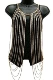 Goldtone with Clear Iced Out Vest Style with Stones Body Chain