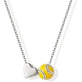 Sports Ball Necklace for Women Teens, 19.7 inch Football Tennis Baseball Pendant Charm Jewelry, Gift for Athlete Girl Friend,Sports Fan
