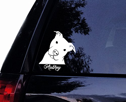 Pitbull Head Tilt Personalized Decal - Cute PITBULL Pit Bull Dog Vinyl Car Decal, Laptop Decal, Car Window Sticker â€¦ (6