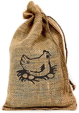 Chicken, Customized 6" X 10" Burlap Party Favor Bag with Drawstring - Set of 10